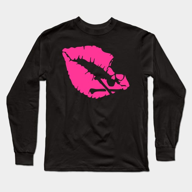 Skull Lips Long Sleeve T-Shirt by NobleTeeShop